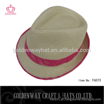 Bonitas senhoras fedora trilby chapéus com faixa de renda chapéu de palha de papel